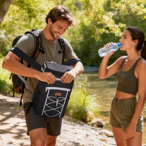 Lifewit Cooler Backpack, 30 Cans Insulated Picnic Backpack with 2 Leak Proof Compartments for Men Women, Cooler Bag for Beach, Travel, Camping, Lunch, Hiking, BBQ, Black - size: 30 Can(23L)