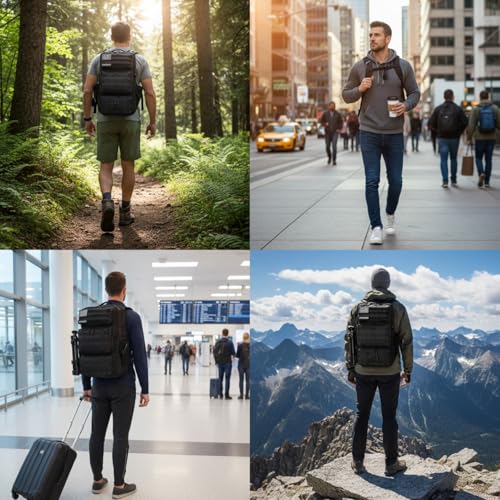 Military Tactical Backpack 55L for Men & Women Bug Out Bag Assault pack Molle Daypack Hiking Trekking Rucksack (Black) - color: Black