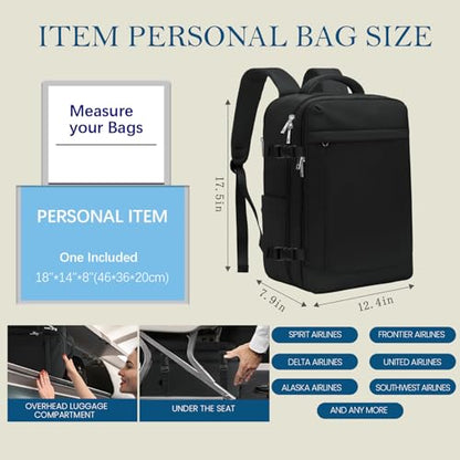 Lossga for Spirit Airlines Personal Item Bag 18x14x8 Inches Travel Bag Mens Travel Backpack for Women Fit Up to 17 inch Weekender Bags With Usb Charging Port Carry on Flight Approved - color: Black