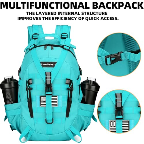 Lovelinks21 25L Tactical Backpack Hiking Daypacks Outdoor Military Molle Bag EDC Rucksack Motorcycle Backpack for Camping - color: Lake Blue