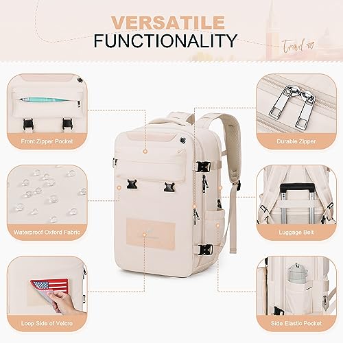 Maelstrom Travel Backpack for Men Women, 17.3" Laptop with Shoe Compartment (Beige, Large-Upgrade) - color: Beige, size: A.17.3 inch-Upgrade