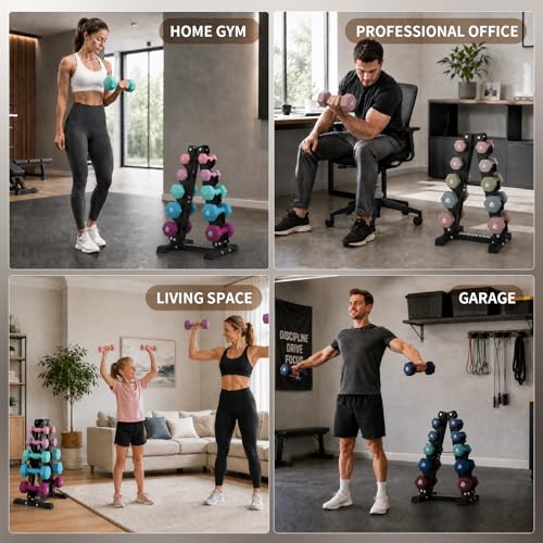 LIONSCOOL 5/6 Tier A-Frame Dumbbell Rack Stand Only, Heavy Duty Steel Weight Rack for Home Gym, Space-Saving Dumbbell Stand (200/300/600LBS Capacity) - size: 5 Tier 1-20LB