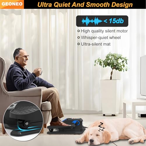 Under Desk Elliptical Machine, Electric Elliptical Leg Exerciser for Senior, Quiet and Compact Electric Seated Pedal Exerciser for Home with Monitor, Remote Control and 12 Adjustable Speeds - style: Blue