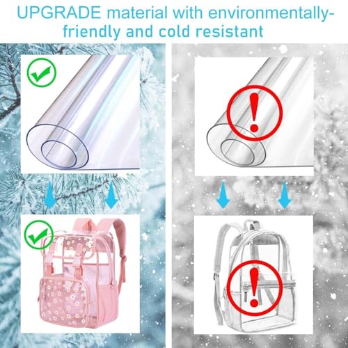 3PCS Pink Clear Backpack, Heavy Duty Transparent Bookbag for Girls Women, Stadium Approved See Through Backpack with Lunch Box (Pink Daisy) - color: Pink Daisy