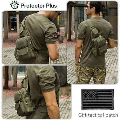 Sling Bag Crossbody Backpack for Men Women Travel Outdoor Camping (Army green) - color: Army Green