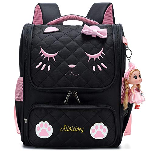 AO ALI VICTORY Girls Backpacks, Waterproof Cute Backpack for Kids Toddler Girl Preschool Bookbags Elementary School Bags - color: A-black, size: Small