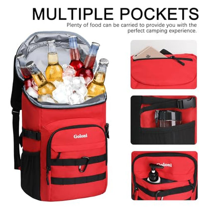 Cooler Backpack Insulated Leak Proof,Small Soft Coolers Bag for Men and Women Camping,Travel,Beach,Hiking,Picnic - color: Red
