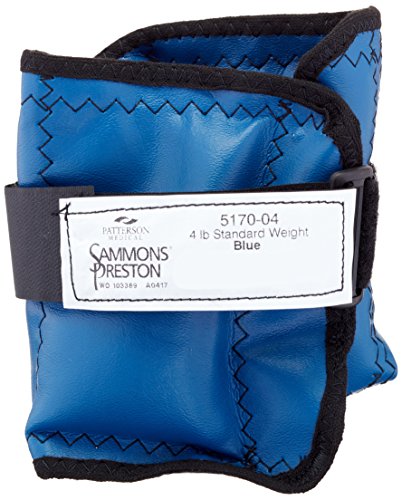 Sammons Preston Cuff Weight, 4 lb, Blue, Velcro Strap & D-Ring Closure, Grommet for Easy Hanging, Lead Free Steel Ankle & Wrist Weights, For Strength Building & Injury Rehab, Sold Individually - style: 4 lbs.