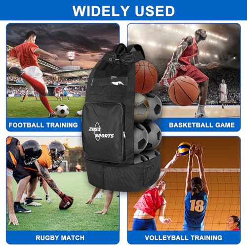 Soccer Ball Bag,Large Mesh Ball Bag Sports Equipment Net Bag With Drawstring Closure Shoulder Strap and Oversized Front Pocket Storage Basketball,Volleyball,Football Accessories