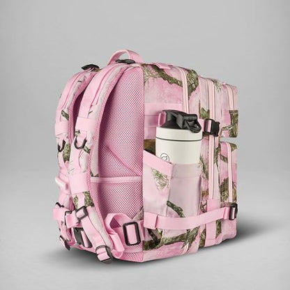 WOLFpak 35L Athletic Gym Backpack (Realtree APX Flushing Pink) - Durable 1000D Waterproof Oxford Material with MOLLE Webbing, Laptop Pocket & Dual Cup Holders, Durable Fitness/Travel/Military Daypack - color: Realtree Apx Flushing Pink