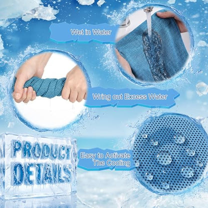 Honoson 20 Pcs12x25 Inch Cooling Hoodie Towel Bulk for Neck and Face 40x12 Inch Quick Dry Sweat Towels Instant Ice Cold Towel for Hot Weather Run Yoga Gym(Light Blue,Dark Blue) - color: Light Blue,dark Blue