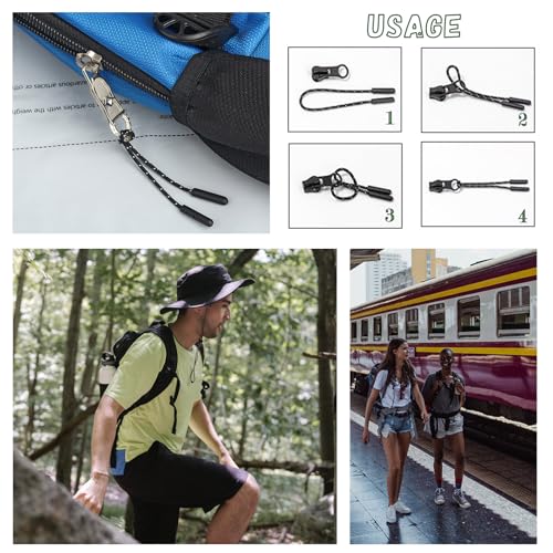 1 Pack Backpack Chest Straps,with 1 Quick Release Buckle,2 Slide Clips 5 Zipper pulls-Black US224