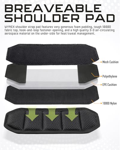 WYNEX Shoulder Strap Pad for Tactical Pouch, Universal Bag Strap with Detachable Thick Pad Single Shoulder Straps Replacement - color: Black, size: 2“ Strap