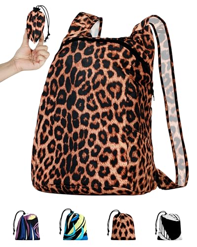 Pocket-Sized Hiking Daypack, Fashion patterns Lightweight 2.8oz, Water resistant Backpack for Women Men Camping (Tiger print) - style: Tiger Print