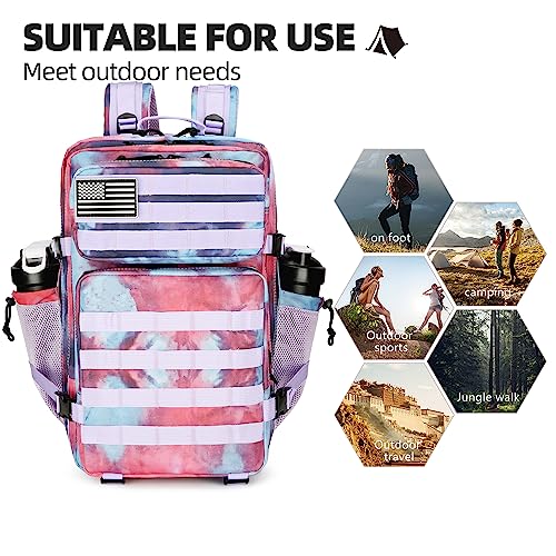 45L Military Tactical Backpack Hiking Backpacks Tactical Gear Camo Back Pack Army Molle Bag Rucksack Fitness Daypack - color: Nebulacamo