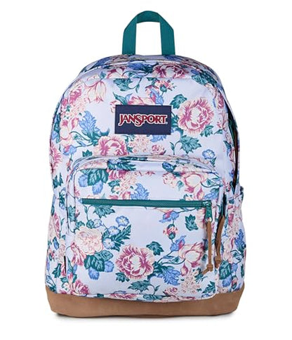 JanSport Right Pack Backpack - Durable Daypack with Padded 15" Laptop Sleeve, Spacious Main Compartment & Integrated Water Bottle Pocket - Rustic Roses Moon Flower/Blu/Pnk/Grn - color: Rustic Roses Moon Flower/Blu/Pnk/Grn