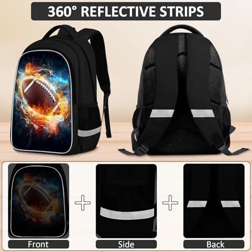 School Backpack for Boys - 4pcs Ameriacn Football Boys Backpack with Lunch Box and Pencil Case for Kids Children Teens Elementary Middle School - Students Bag for Ages 6-18,17″Bookbag Travel Back Pack - color: American Football-04-backpack Set
