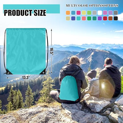 Grneric 100 Pieces Drawstring Backpack Bulk Cinch Sackpack Ployster Drawstring Bags for Gym Party Trip(Aqua) - color: Aqua
