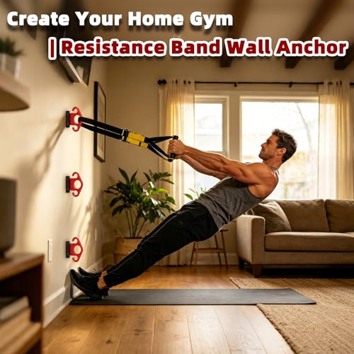 Resistance Band Wall Anchor Kit, Wall Mount Training Anchor System for Resistance Bands, Exercise Bands, Home Gym Workout & Physical Therapy Strength Training - size: standard2