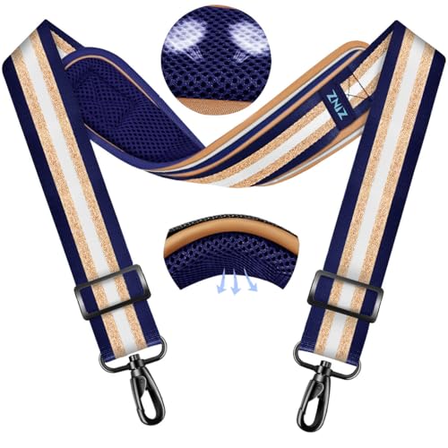 ZINMARK Shoulder Strap 59 inch, Extra-Thick Fixed Cushion Pad and Dual Clasps Universal Replacement Strap for Bags, Camera, Crossbody，Lawn mower Blue Gold Jacquard - color: Blue Gold Jacquard