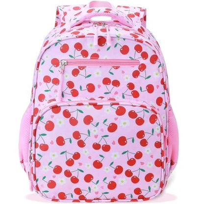 RHCPFOVR Kids Backpack for Girls - Girls Backpack 3-8 Ages Cherry for Kids 15 Inch School Bookbag for Kindergarten Elementary School Bookbag for Girl 1st 2nd Grade - style: Pink Cherry