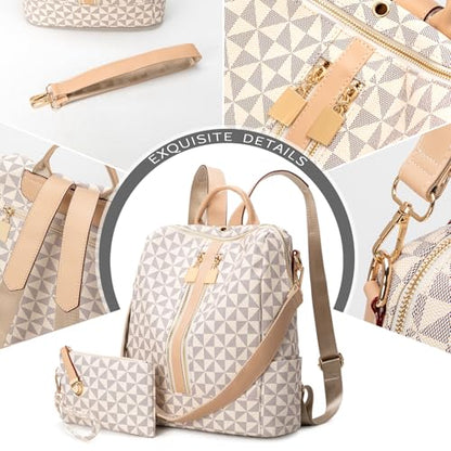 Womens Backpack Purse Leather Anti-theft Large Fashion Designer Travel Backpack Bag Men's Backpack Shoulder Bags - color: C-white