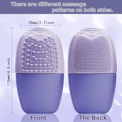 XHJRI Ice Face Roller Massager,Ice Cube Roller for Face, Eyes and Neck Naturally Conditioning and Skin Care,De-Puff Eye Bags,Reduce Migraine Pain,Reusable Massage Silicone Ice Mold (New Purple) - color: New Purple