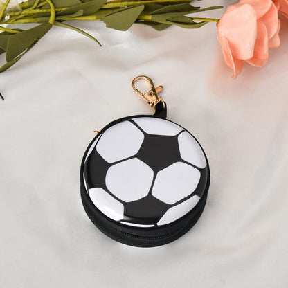 YALLNASL Soccer Basketball Volleyball Baseball Storage Bag Wallet Organizer Coin Pouch Keychain Case for Earplugs Earbuds Earphone - color: Soccer Keychain