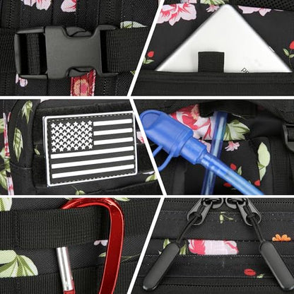 45L Military Tactical Backpack Hiking Backpacks Tactical Gear Camo Back Pack Army Molle Bag Rucksack Fitness Daypack - color: Peony