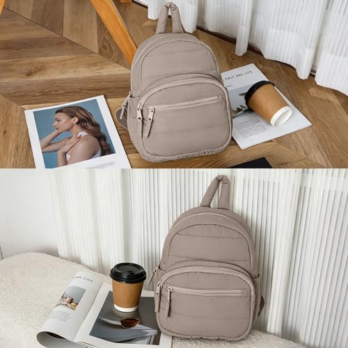 Lightweight Mini Backpack for Women,Taslan Durable Daypack,Casual Travel Backpack with Adjustable Straps for Daily,Travel - color: Khaki