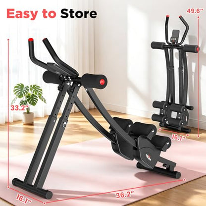 RELIFE REBUILD YOUR LIFE Dual Track Ab Machine, Foldable Abdominal Workout Trainer, Independent Ab Workout Equipment for Home Gym, Core Strength Training Gear Max Load 440 LBS