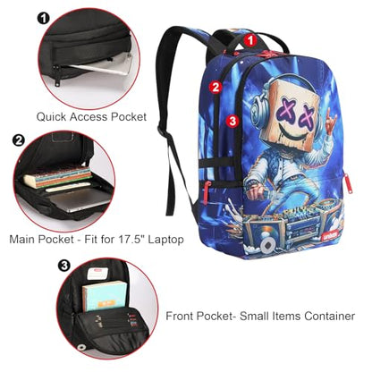 Graffiti Backpack for School, 20L Casual Daypack, Designer Laptop Backpack for 15.6 Inch Laptop - color: Dj