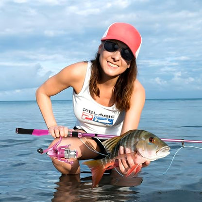 Fishing Rod and Reel Combos, Fishing Gear Gifts for Women with Spinning Reel, Lures, Line, Pink Ladies Telescopic Pole Kit Designed for Girls Adults by PLUSINNO - size: 6.86 ft - Complete Kit