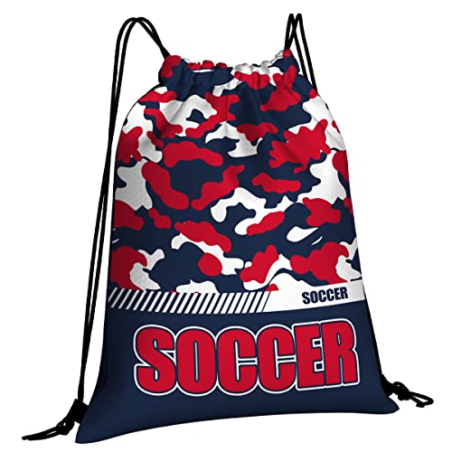 Drawstring Backpack Waterproof Gym Drawstring Bags Sports String Bag Camo Sackpack-Navy Soccer Drawstring Bag - color: Soccer Drawstring Bags-camo Navy