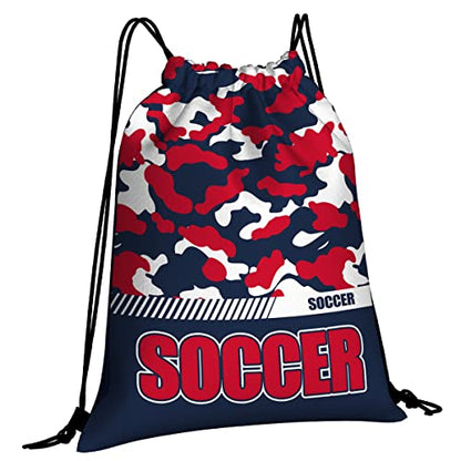 Drawstring Backpack Waterproof Gym Drawstring Bags Sports String Bag Camo Sackpack-Navy Soccer Drawstring Bag - color: Soccer Drawstring Bags-camo Navy
