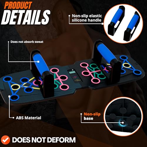 Clikshop Push Up Board – Foldable Push Up Bar System with Resistance Bands | Perfect Pushups for Men | Portable Pushup Board & Calisthenics Equipment for Strength Training at Home or Gym