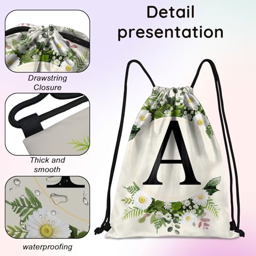 Initial Letter Drawstring Backpack String Sports Gym Bags Waterproof Sackpack Cute for Men Women Beach (13"×17") (Letter-A) - color: Letter---a