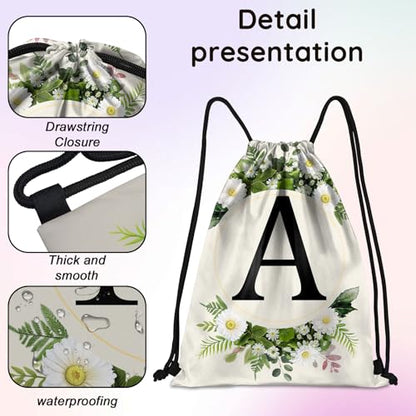 Initial Letter Drawstring Backpack String Sports Gym Bags Waterproof Sackpack Cute for Men Women Beach (13"×17") (Letter-A) - color: Letter---a