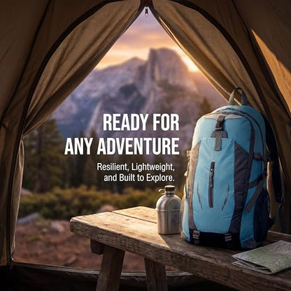 Hiking Backpack, Water Resistant Lightweight Outdoor Daypack with Breathable Padded Back, Multi-Pocket Travel Backpack for Camping Climbing Sports (Blue) - color: Blue