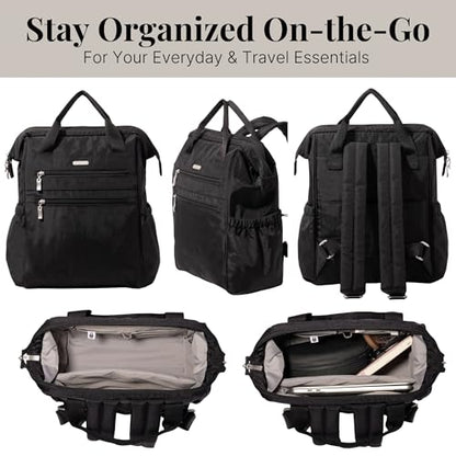Baggallini City Scape Backpack - 15"x11" Lightweight Work Travel Bag w/Luggage Sleeve & RFID - color: Black