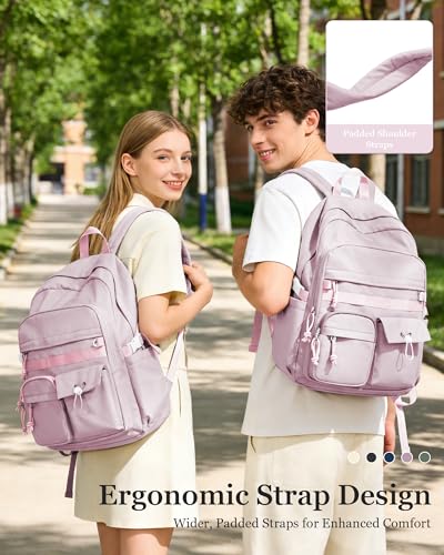 weradar Aesthetic College Backpack Women,Students Casual Travel Daypacks,High School Bookbags For Teen Girls,Cute School Backpack With Lots of Pockets(purple) - color: A2-purple
