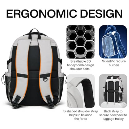 mixi Travel Laptop Backpack, Lightweight Durable School Bookbag Men Woman 15.6" Computer Bag, Water Resistant Outdoor Hiking Backpacks With Multifunction Pockets, Beige - color: Beige