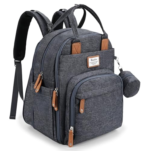 RUVALINO Diaper Bag Backpack-Expandable Baby Bag with up to 50% Capacity -Baby Essentials Bag with Changing Pad Insulated Bottle Holders & Pacifier Case, Waterproof, Dark Gray XL - color: Dark Gray