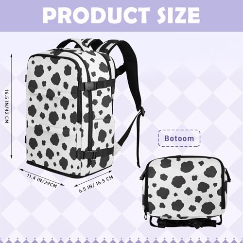 Travel Backpack with Shoe Compartment, 20L Large Capacity Laptop Backpack for Men Women, Black Spots Daypack for Traveling Hiking Carry On