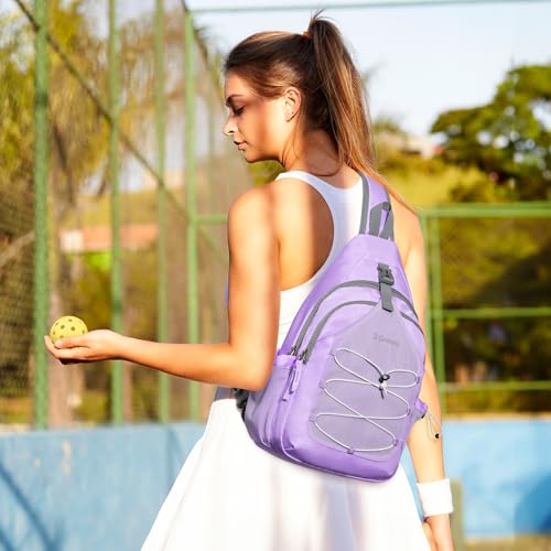 G4Free Pickleball Sling Bag for Women - Lightweight Crossbody Sports Bag - color: Purple