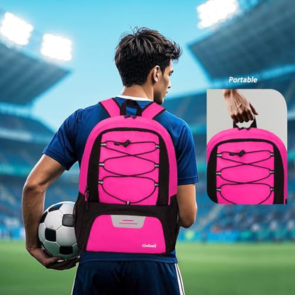 Goloni Soccer Bag, Basketball Bag with Ball Compartment & Shoe Compartment,Large Soccer Backpack for Basketball,Gym，Football - color: Pink
