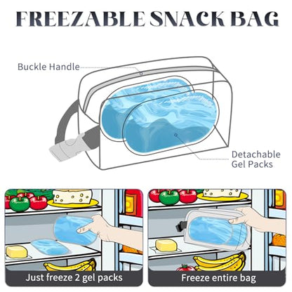 Small Cooler Bag,Freezable Snack Bag,Lunch Bags For Women,Built-in Ice Packs to Keep Food Fresh,Mini Cooler,Breastmilk Cooler,Suitable For Work and Travel - color: PU Black