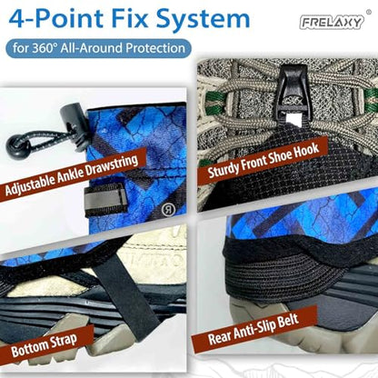 Frelaxy Ultralight Trail Gaiters for Hiking & Running – Breathable, Wear-Resistant Low Shoe Gaiters, Protect Feet from Rocks, Mud, Dust & Debris - color: Blue/Black