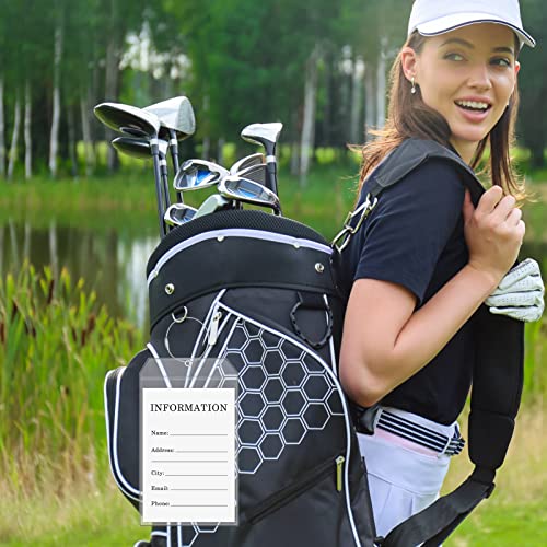 Fowecelt 2 Pack Extra Large Golf Luggage Tag 9" x 6" Travel Luggage Bag Plastic Clear Tag Waterproof Zipper Pouch PVC Shipping Label Holder with Sturdy Steel Loop for Suitcases Golf Club