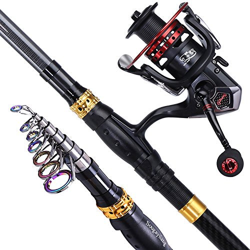 Sougayilang Fishing Rod Reel Combo with Telescopic Fishing Pole Spinning Reel Carrier Bag for Travel Saltwater Freshwater Fishing - size: 7.87 ft, style: B-full Kits With Carrier Case-style 2